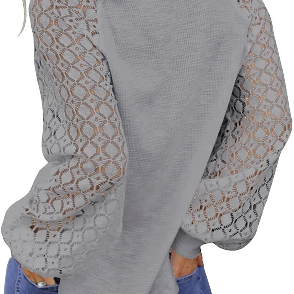 NWT Long Sleeve Tops Lace Casual Loose Blouses